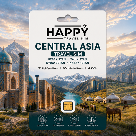 Central ASIA, Uzbekistan; Tajikistan; Kyrgyzstan; Kazakhstan Travel SIM Card