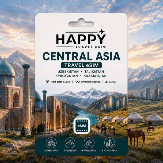 Central ASIA, Uzbekistan; Tajikistan; Kyrgyzstan; Kazakhstan Travel eSIM