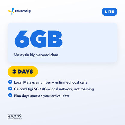 Malaysia Tourist eSIM | Lite · Max · Malaysia + SEA Roaming | Local Number + Calls + 5G